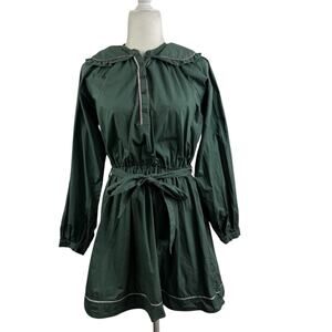The Shirt by Rochelle Behrens Dress Small Green Peter Pan Collar Tie Belt Mini